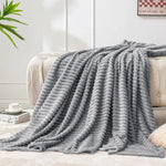 couverture coton polyester gris clair rayures horizontales douce confortable portable voyage