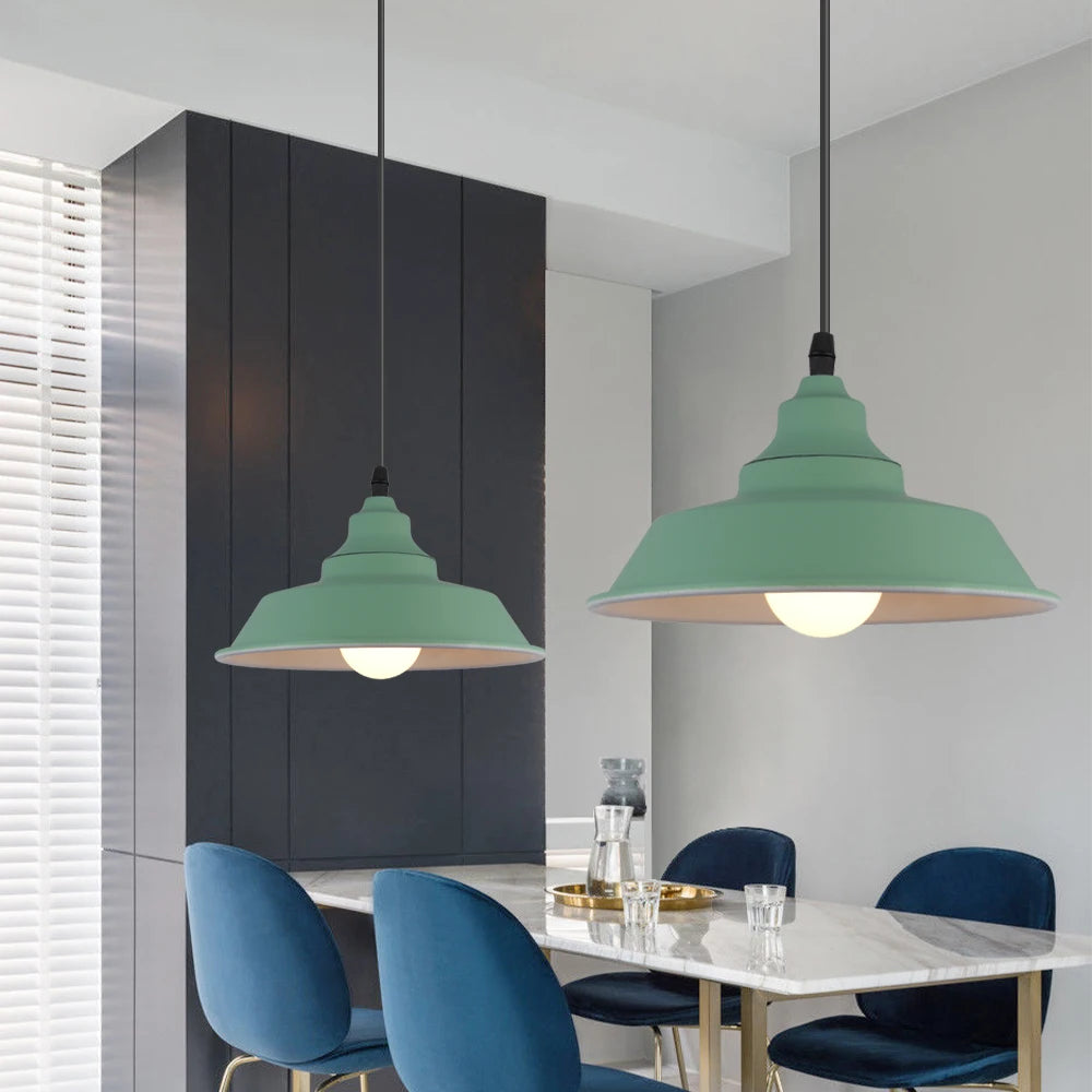 suspension lumineuse moderne vert conique câble suspendu salon chambrehôtel