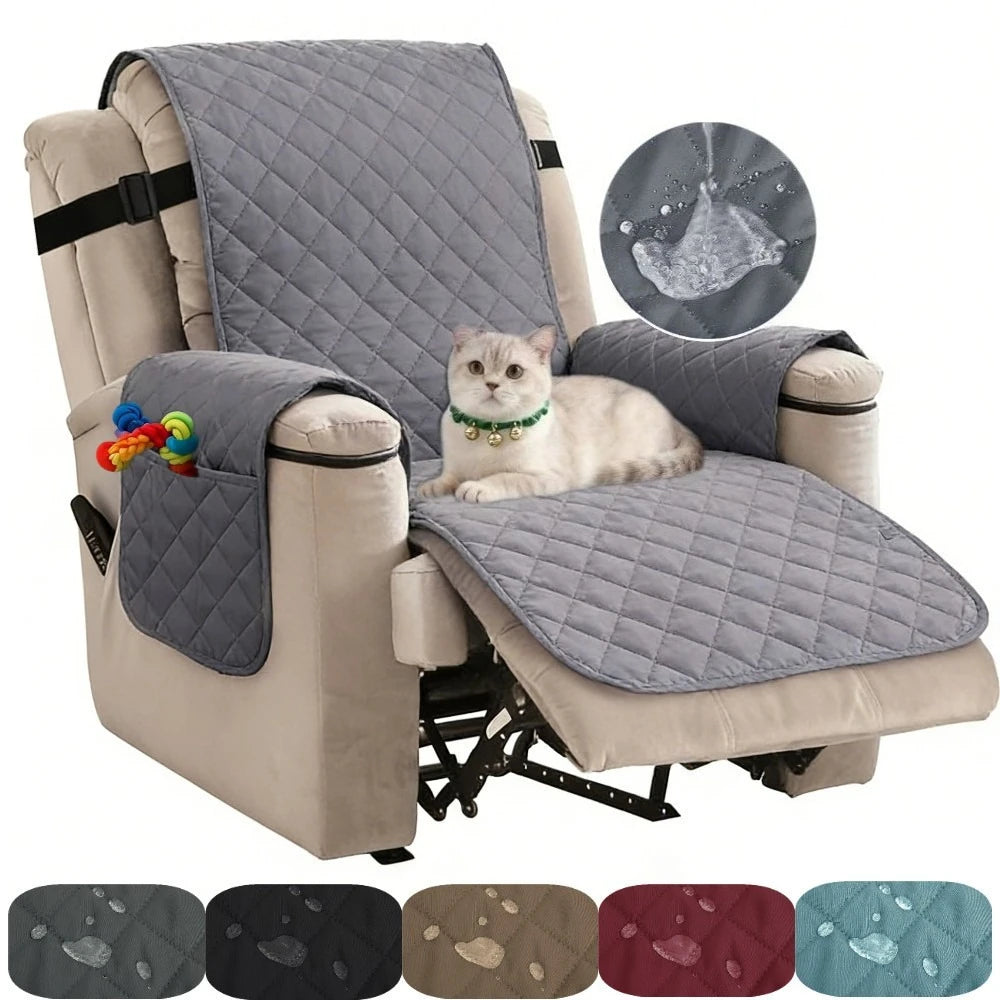 housses chaise gris beige quiltées boucles métalliques poche moderne lavable automne hiver