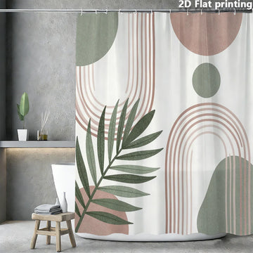 rideau douche moderne géométrique vert rose feuilles palmier opaque polyester minimaliste