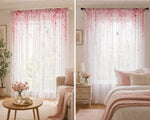 rideau floral transparent rose semi opaque japonais intérieur romantique chambre salonDecorationInteriorRomantiqueJaponaisChambreSalon