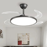 ventilateur led moderne noir blanc ailes lune lumiere télécommande contemporain