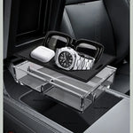 organisateur console centrale rangement noir beige compartiments téléphone lunettes réglable lumière moderne utilitaire