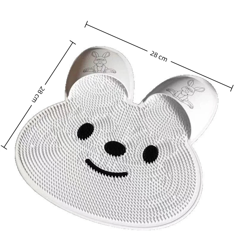 tapis bain antidérapant blanc rose ventouse exfoliation massage pieds mignon salle bain sécurité