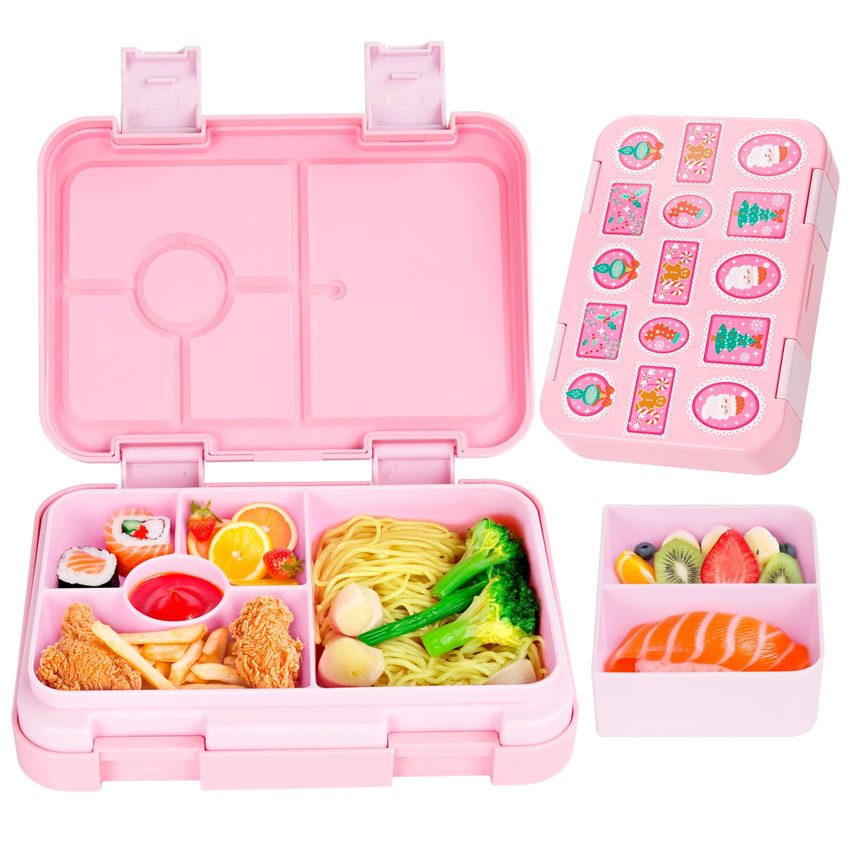 boîtes lunch violet rose bleu clair licorne princesse sirène compartiments couvercle poignées détachables modernes