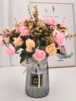 bouquet fleurs artificielles pivoine soie mariage décoration intérieure table jardin vert foncé roseclair