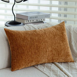 housse coussin chenille solide moderne 30x50cm orange gris vertfoncé velours