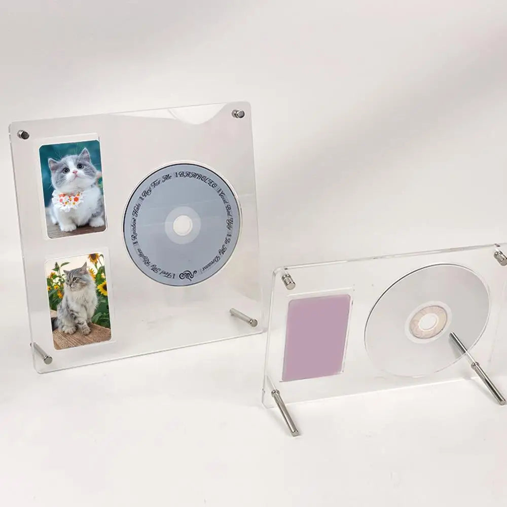 cadre photo moderne transparent clips acrylique photos chats fleurs roses