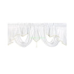 rideau franges gris clair uni satiné opacité classique pompons 140cm 45cm
