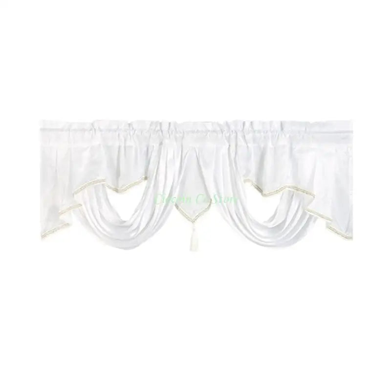 rideau franges gris clair uni satiné opacité classique pompons 140cm 45cm