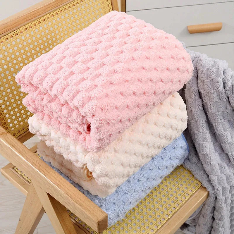 serviettes bain rapide absorption polyester plaid géométrique rose clair moderne doux