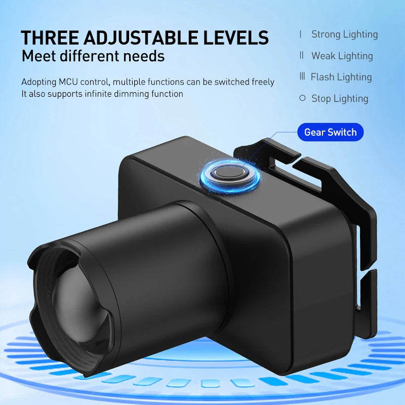 lampe torche led rechargeable projecteur grand angle camping pêche travail plein air flash clips