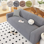 housse canapé polyestère rayures horizontales beige gris moderne antidérapante 100% polyestère