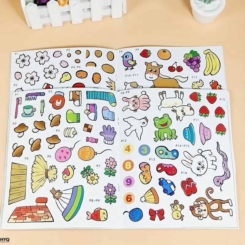 livre activités stickers multicolores animaux fruits dessin animé adhésifs éducatifs créatifs enfants jouetsscrição titles