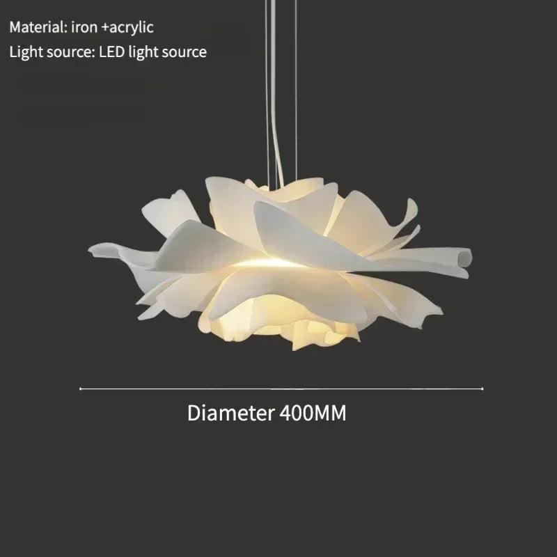 Suspension lumineuse moderne fer blanc feuilles ouvertes 4500k 3000k 6000k