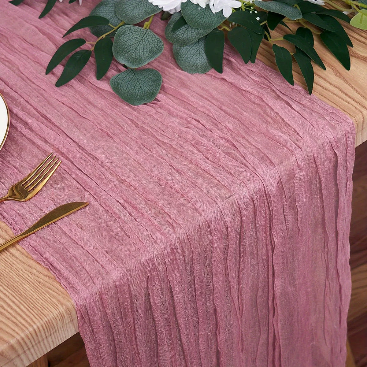 nappe decorative plissée semi transparente beige orange rouille vert olive rose echangement saisonnelle rustique