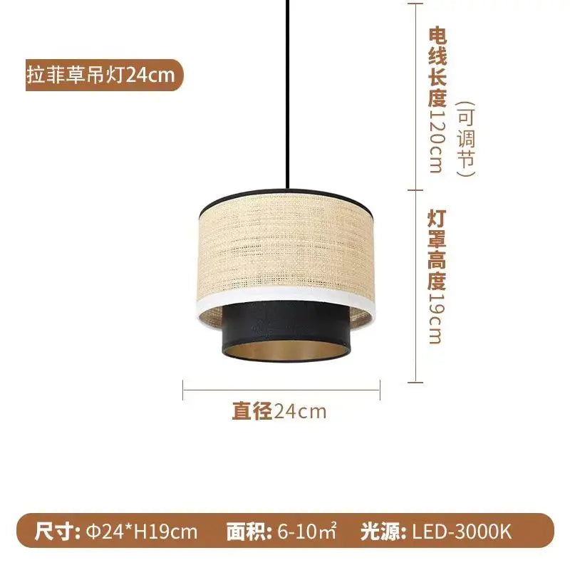 lampe suspendue tissu beige moderne chaîne noire minimaliste chambre salon