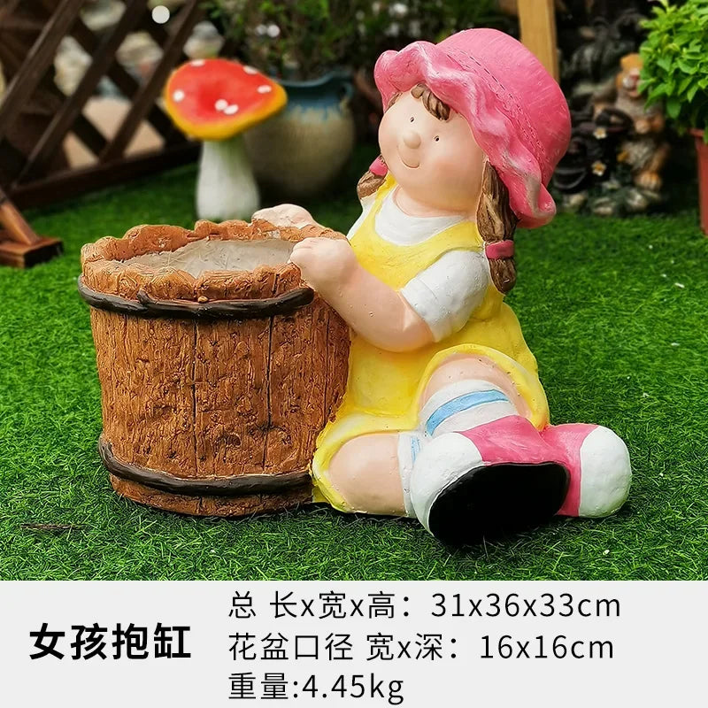 bassin hydroponique résine dessin animé fleur pot décor jardin enfant statuettes colorées variées