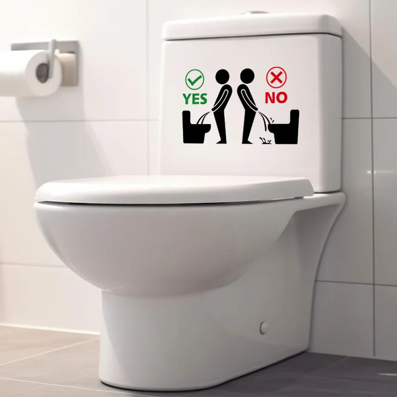stickers graphiques toilette icônes yes no autocollants muraux décoration salle bain simples vert noir