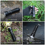 lampe torche rechargeable noire anti dérapante ipx8 étanche 5000mah autonomie 330h lumière intense robuste