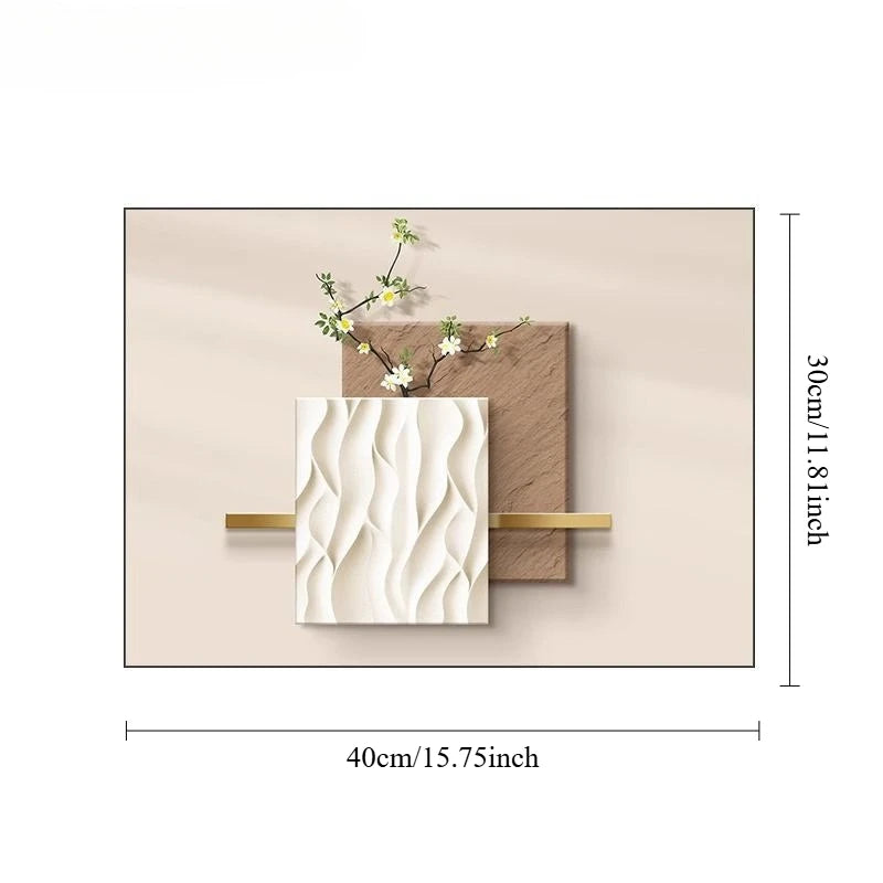 tableau mural moderne minimaliste beige blanc doré motifs géométriques simple texture bois respectueux environnement