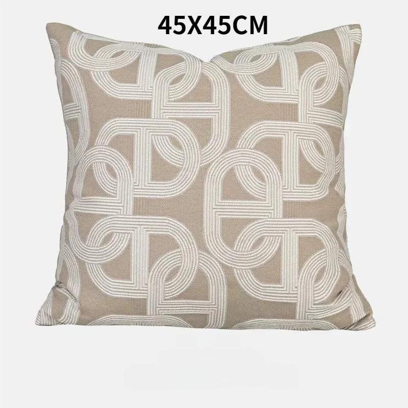 coussins brodés jacquard géométrique moderne marron clair beige nordique polyester face simplecoration voiture