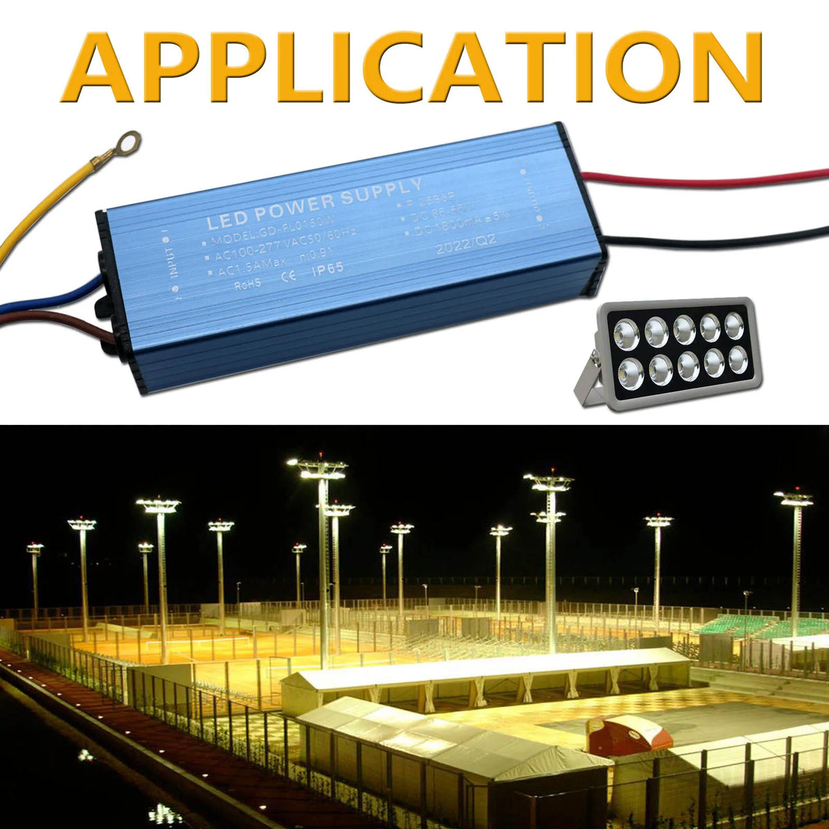 alimentation led 150w bleu ip65 moderne câbles couleur aluminium dissipateur