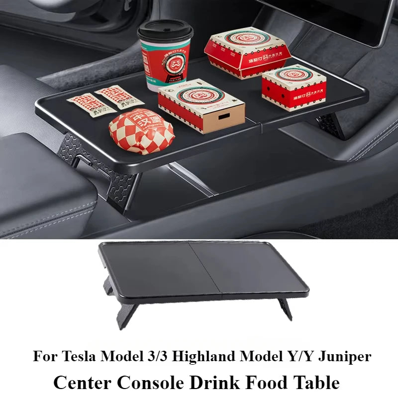 tablette console centrale pliable voiture noire moderne pratique rangement boissons affaires élégante