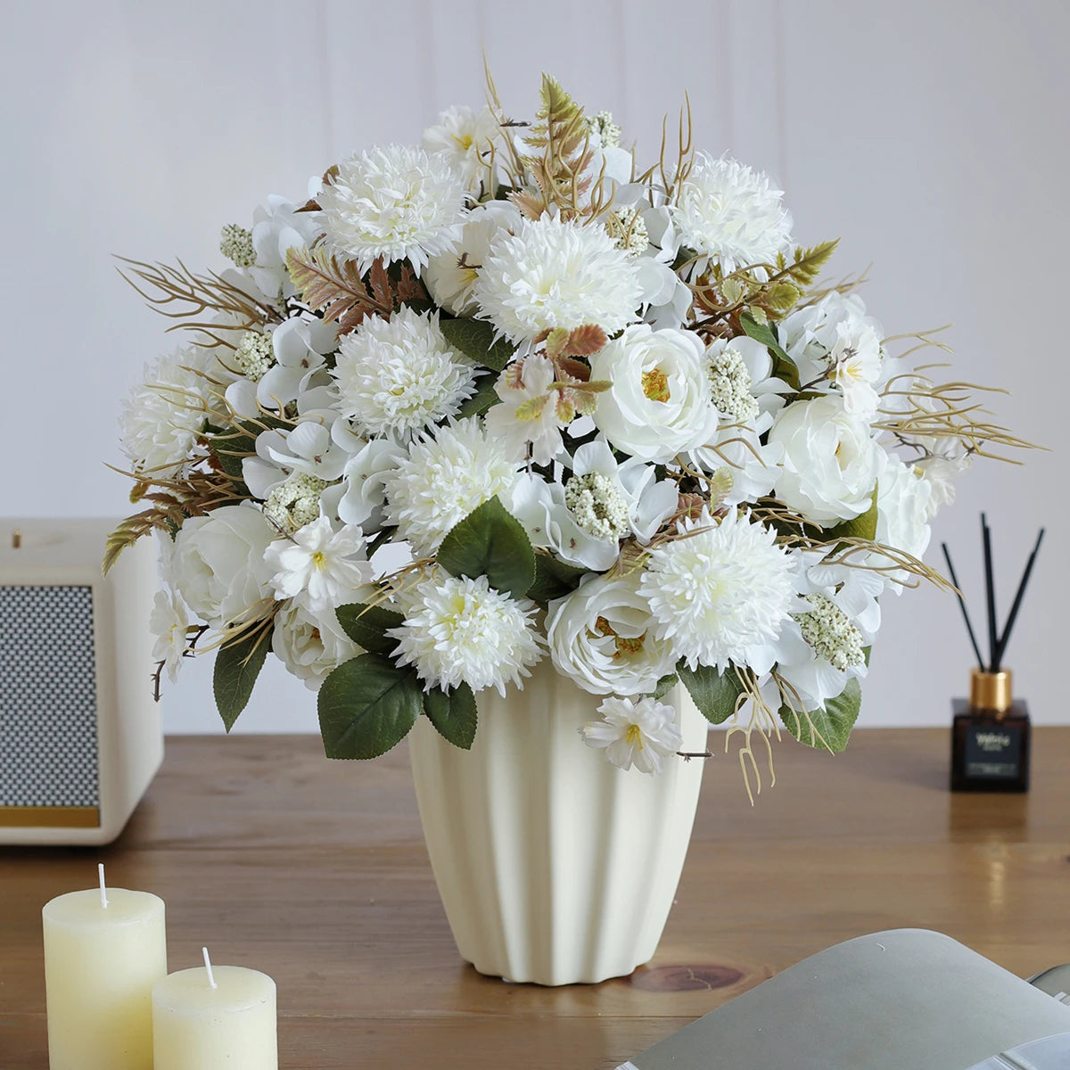 bouquet fleurs artificielles rose orange violet rouge blanc décoration intérieure vase floral champêtre