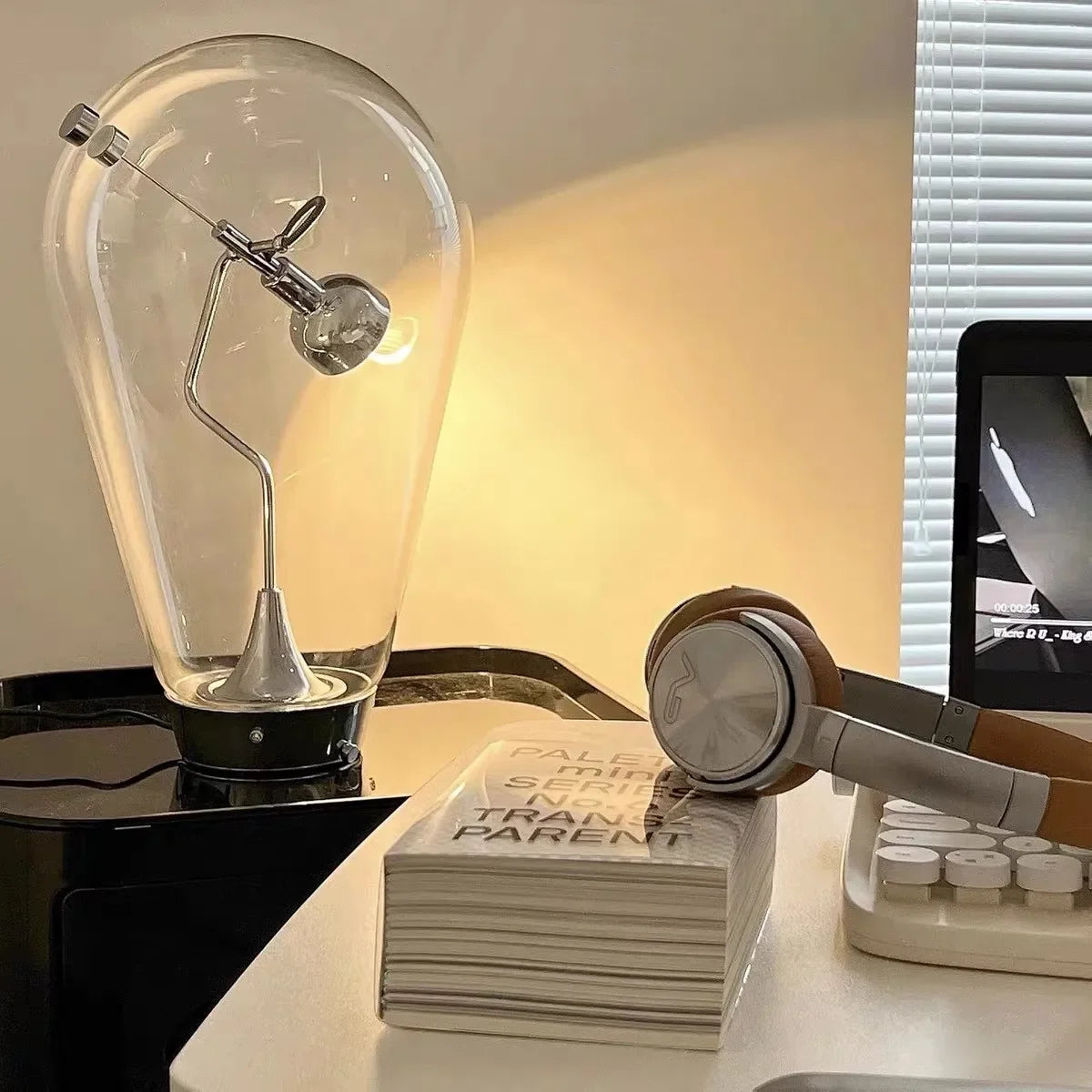 lampe table moderne verre transparent vintage éclairage chevet led minimaliste