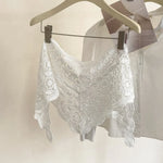 écharpe vintage élégante dentelle noire blanche motifs floraux polyester unisexe