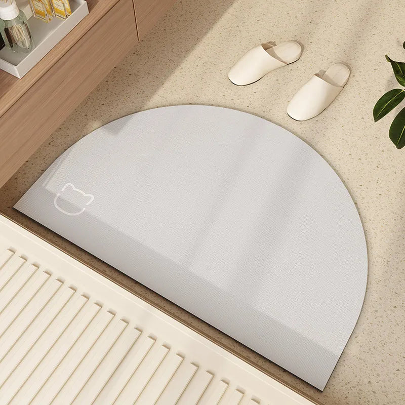tapis sol beige clair rayures horizontales moderne salle bain absorbant séchage rapide antidérapant