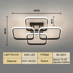 lampe moderne led noir blanc quadrilatères simples acrylique aluminium flux lumineux élevé facile