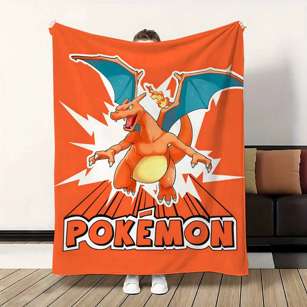 couverture polaire pokémon dragon ball moderne orange bleu jaune hiver sieste lit canapé chambre