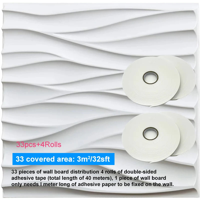 décoration murale moderne panneau 3d blanc rayures ondulées pvc autoadhésif intérieur 30x30cm