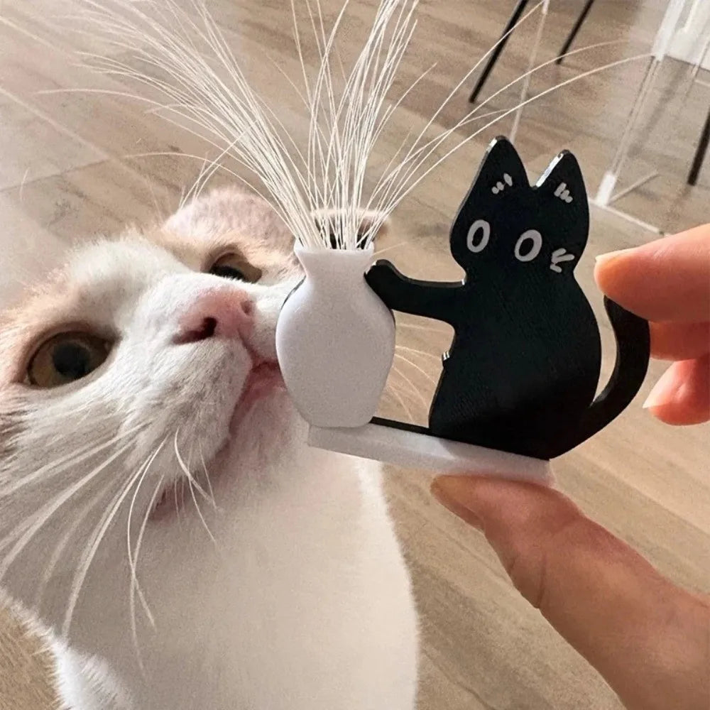 aimants réfrigérateur chat moustaches dessin animé vase noir blanc ornement collection autocollant