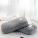 oreiller sarrasin coton gris vert rayures moderne massage 48x26cm qualité single