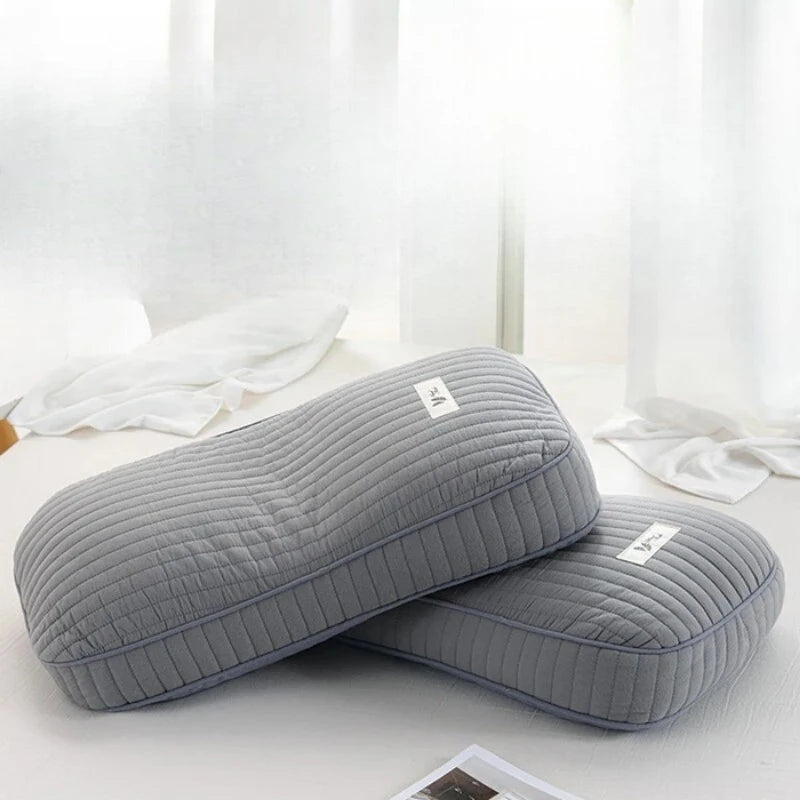 oreiller sarrasin coton gris vert rayures moderne massage 48x26cm qualité single
