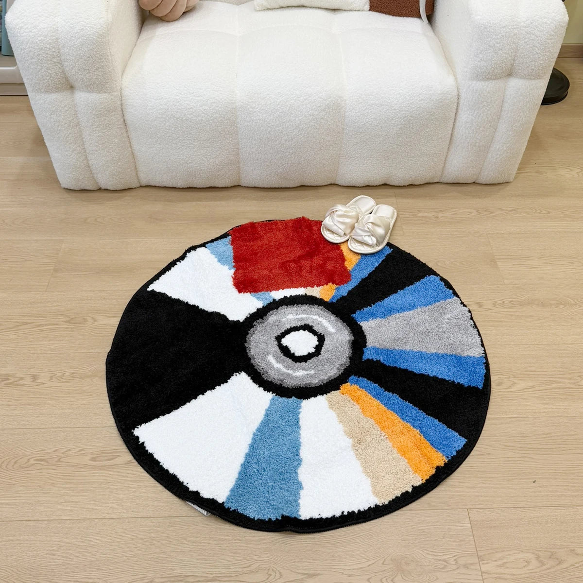 tapis floqué tufté moderne rayures colorées antidérapant polyester intérieur salon chambre sdb adultes