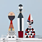 figurines decoratives modernes abstraites geometriques blanc noir rouge bleu gris beige triangles lignes noel