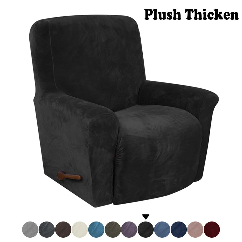 Housse fauteuil inclinable bleu noir gris jacinquée extensible moderne poche adhésif lavage machine