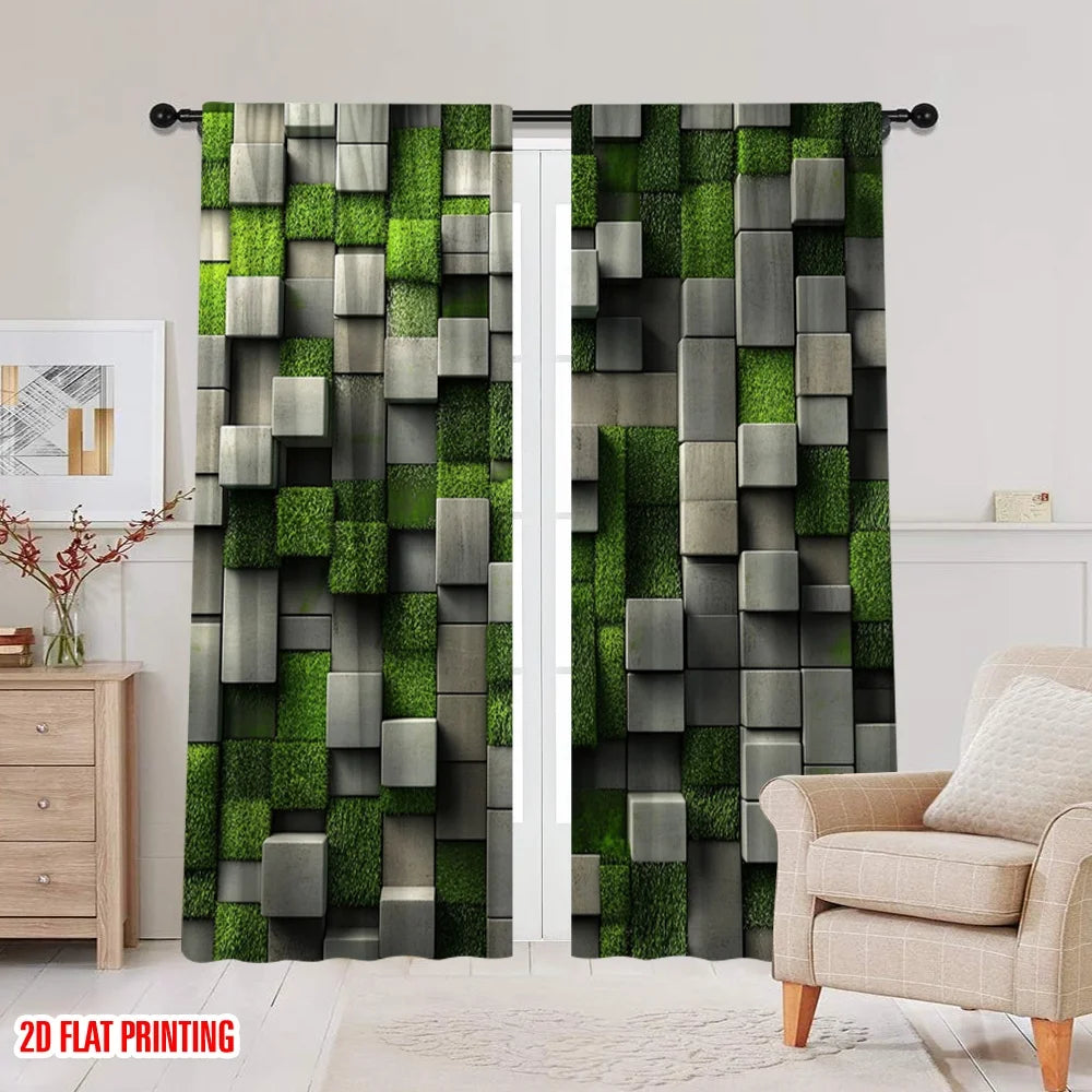 rideau moderne 3d imprimé vert gris polyester opacité panneaux decoration murale