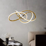 Suspension lumineuse moderne or blanc cercles entrelacés télécommande tricolore lumière led