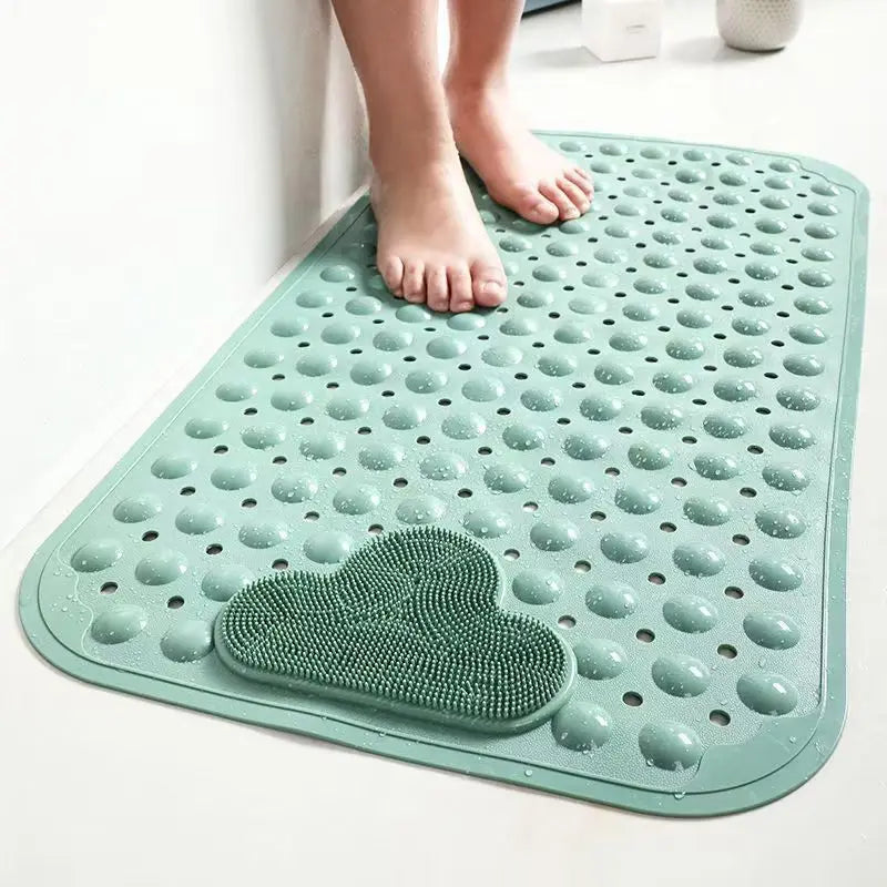 tapis bain antidérapant gris texturé drainage nuage minimaliste adhésif ventouses