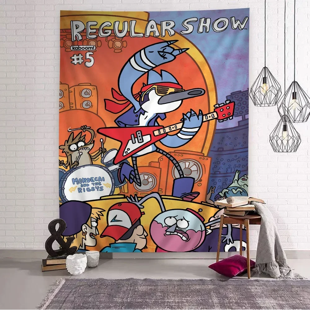 tapisserie murale dessin animé regular show décor salon maison poster pop art tissu décoratif