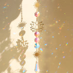 décoration murale suncatcher or multicolore fleur lotus artisanal bohèmeextérieur chambre jardin