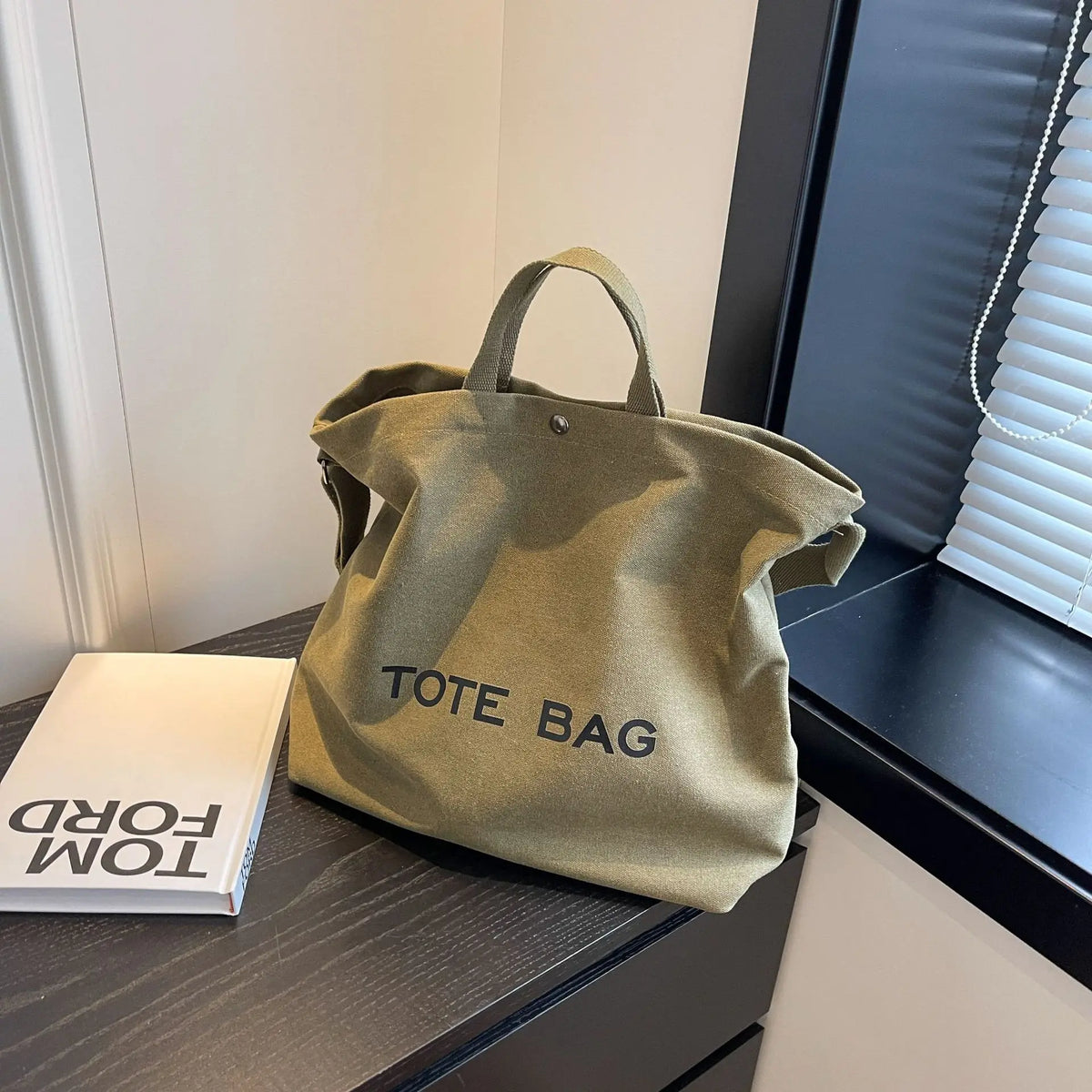 sac fourre tout tote bag toile décontracté lettre motif doux beige casual