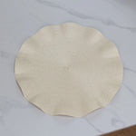 serviettes table tissées vert olive moderne beige clair motifs concentriques minimaliste respectueux environnement