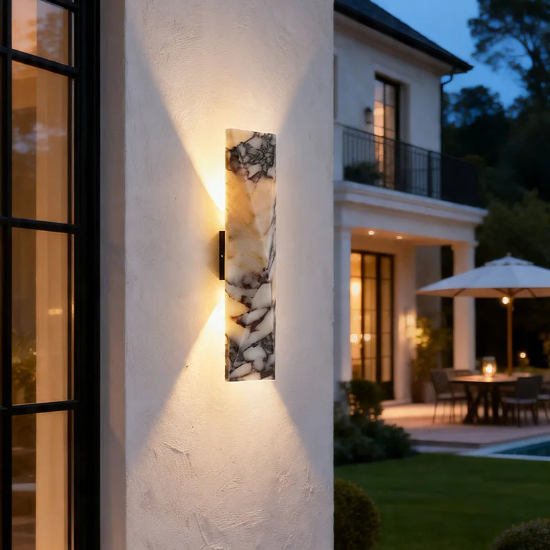 applique murale led moderne marbre blanc gris noir éclairage extérieur résistante garage jardin