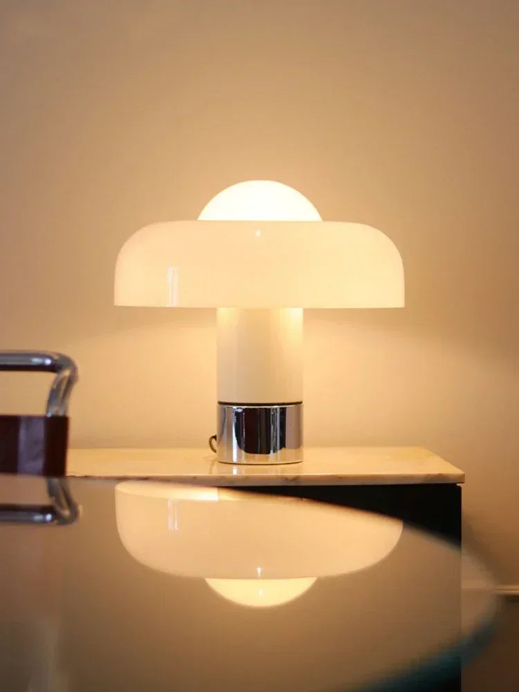 lampe table moderne orange ampoule led e14 cable électrique blanc argent mat